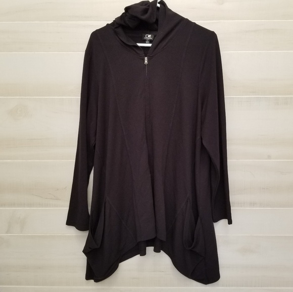 cable and gauge zip front hoodie